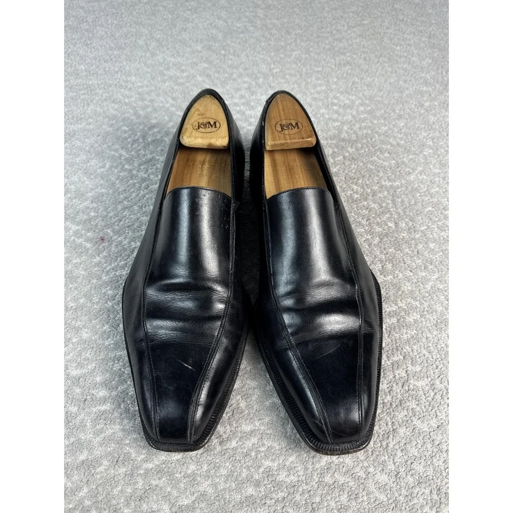 Bruno Magli Shoes Mens Size 10 Black Leather Square Toe‎ Slip On Italy Dress